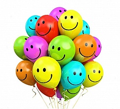 шарики смайлики с улыбкой разные цвета 